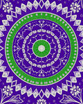 White Floral Mandala On Purple And Green Rug