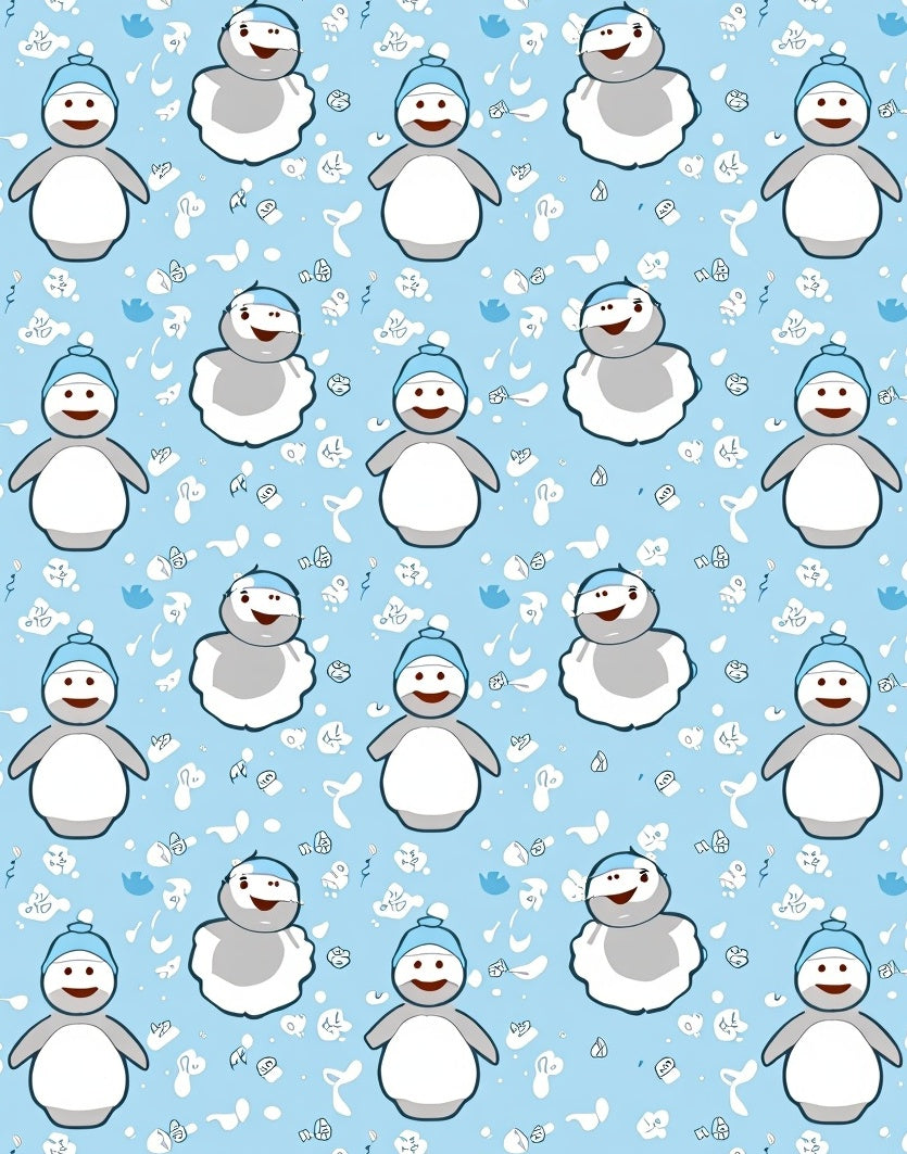 Blue Snowman Winter Holiday Repeat Rug