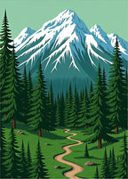 Alpine Peaks Forest Path Rug