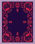 Vibrant Crimson Floral Damask Border Rug