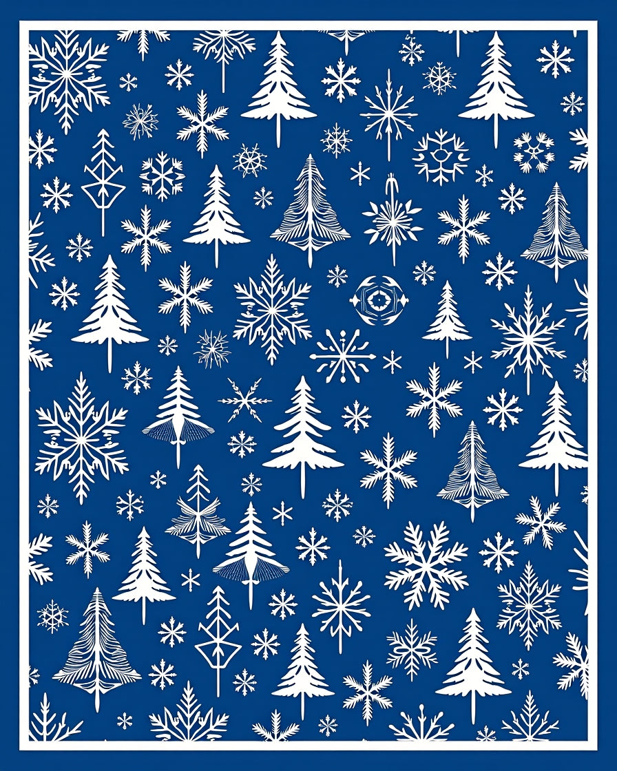 Navajo Blue Snowflake Christmas Tree Rug