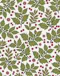 Green Leaf Red Berry Holly Garland Rug