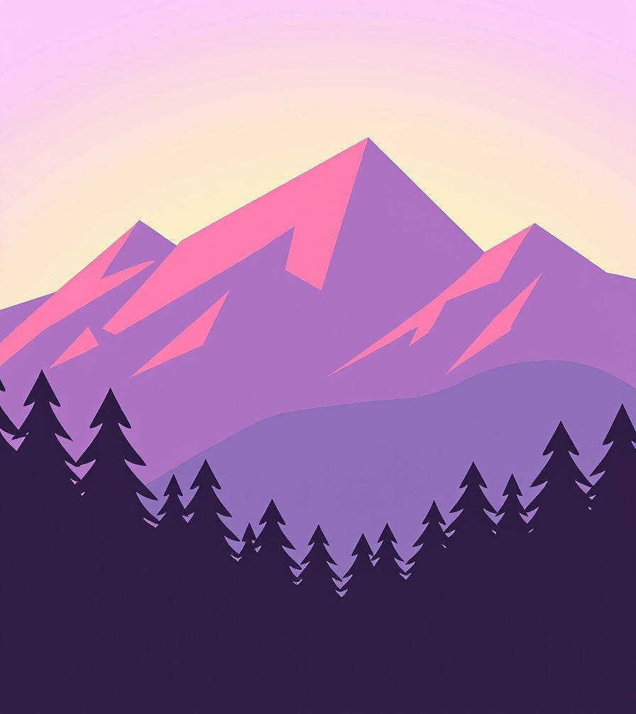 Pastel Mountain Sunset Forest Landscape Rug