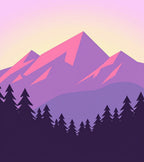 Pastel Mountain Sunset Forest Landscape Rug