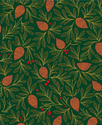 Emerald Green Orange Berry Foliage Rug