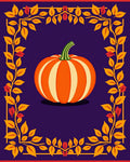 Orange Pumpkin Autumn Foliage Border Rug