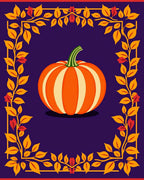 Orange Pumpkin Autumn Foliage Border Rug