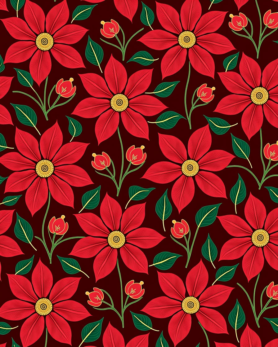 Vibrant Crimson Floral Swirl Rug