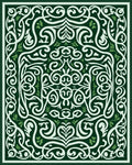 Elegant Emerald Ivory Scrollwork Fern Rug