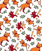 Playful Orange Red Cat Scatter Rug