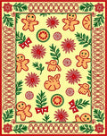 Gingerbread Men Holiday Red Wreath Rug