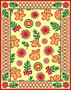 Gingerbread Men Holiday Red Wreath Rug