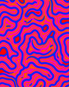 Vibrant Pink Blue Orange Swirl Waves Rug