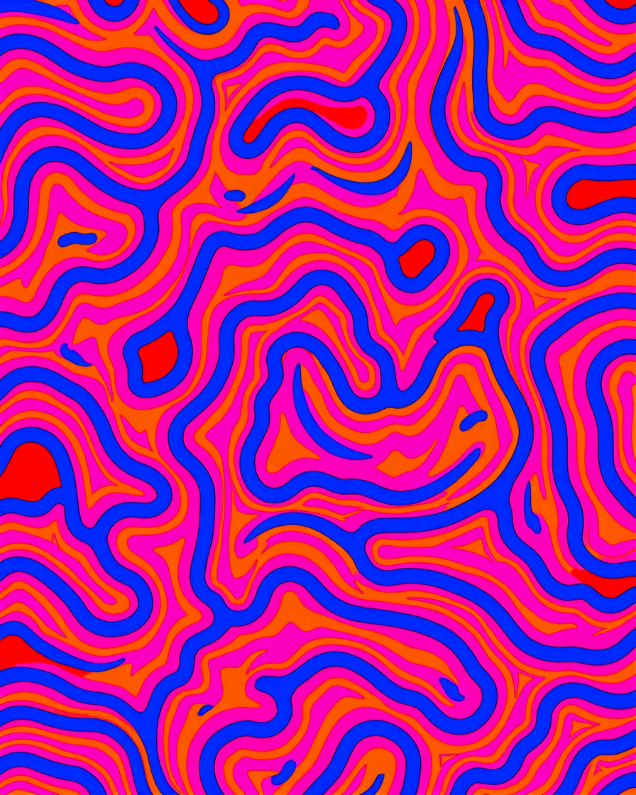 Vibrant Pink Blue Orange Swirl Waves Rug