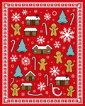 Red Gingerbread Village Snowflakes Candy Canes Rug