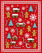 Red Gingerbread Village Snowflakes Candy Canes Rug