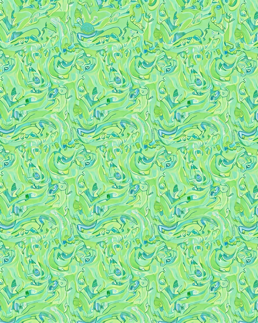 Lush Lime Green Swirl Abstract Rug