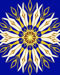 Golden White Starburst Kaleidoscope Rug