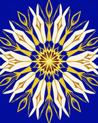 Golden White Starburst Kaleidoscope Rug