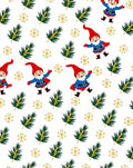 Festive Gnomes Pine Sprigs Gold Snowflakes Rug