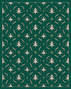 Dark Green Cream Pine Tree Ensemble Rug