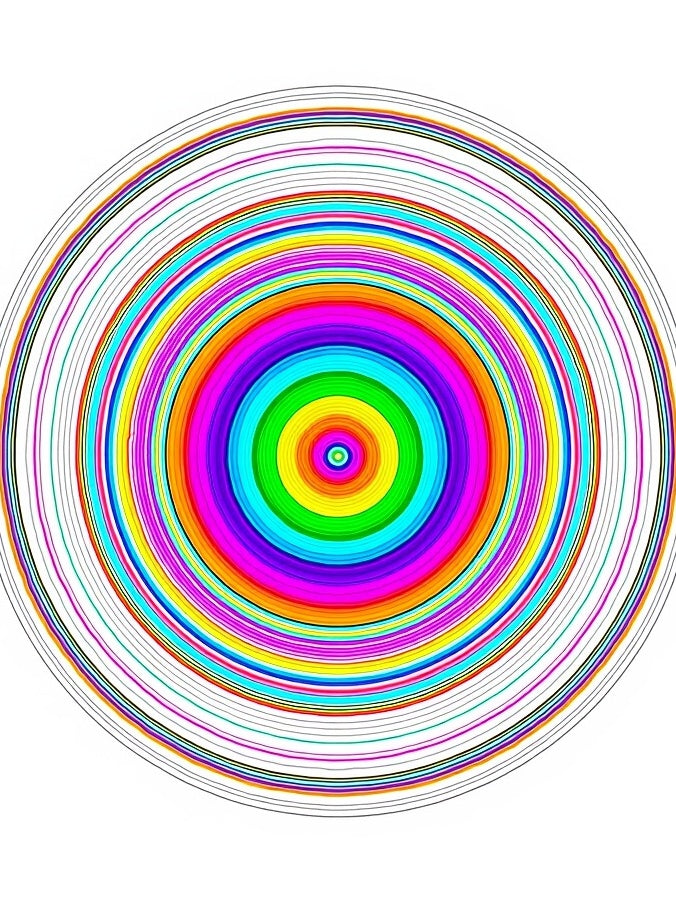 Vibrant Rainbow Concentric Circles Rug