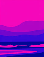 Modern Pink Blue Swirl Landscape Rug
