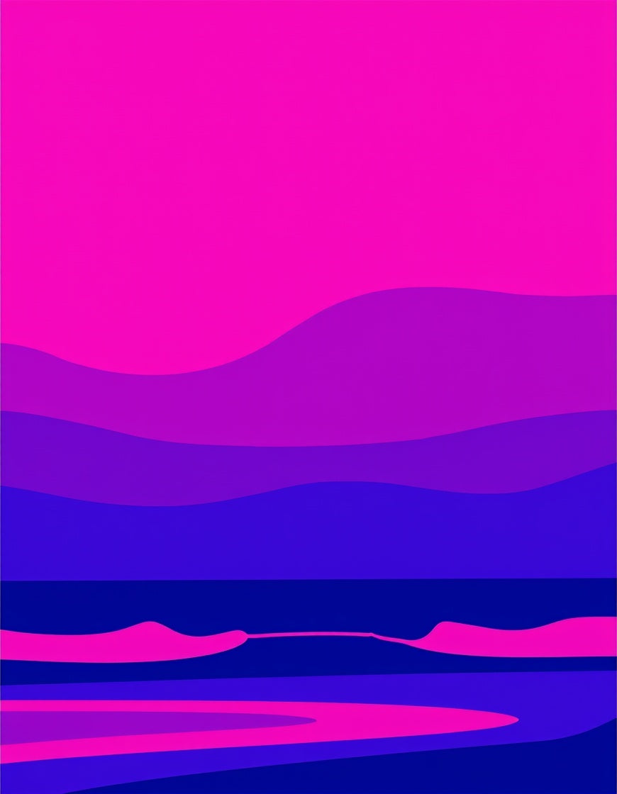 Modern Pink Blue Swirl Landscape Rug