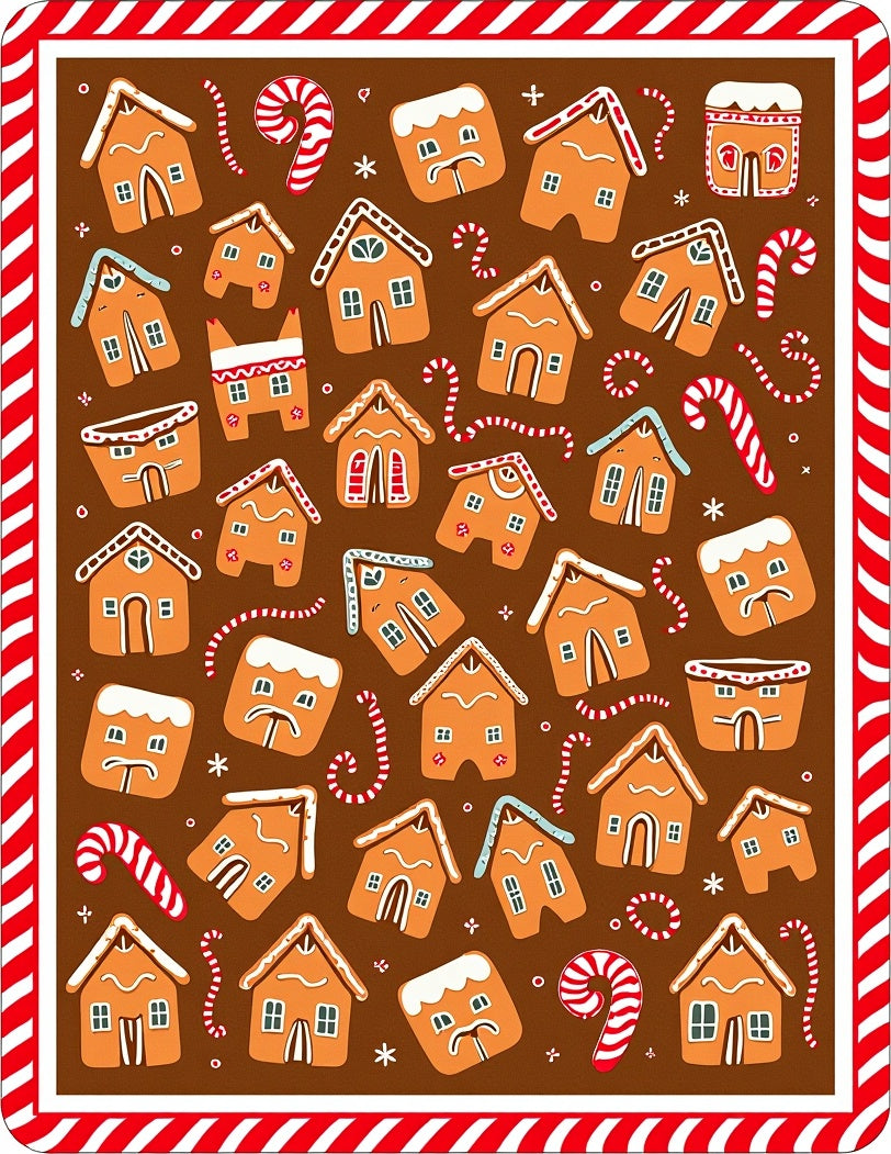 Gingerbread Houses Candy Cane Collage Rug