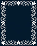 White Floral Leaf Border on Navy Rug