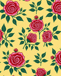Crimson Rose Garland Yellow Background Rug