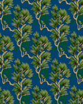 Verdant Tropical Palm Fronds On Blue Rug
