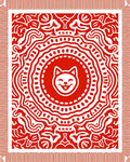 Whimsical Red Cat Medallion Rug