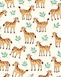 Playful Giraffes And Green Leaves Rug