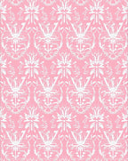 Pink White Ornate Symmetrical Flourish Rug