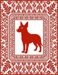 Crimson Dog Geometric Floral Border Rug