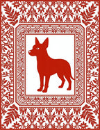 Crimson Dog Geometric Floral Border Rug