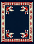 Crimson Ivory Geometric Border Rug