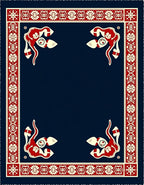 Crimson Ivory Geometric Border Rug
