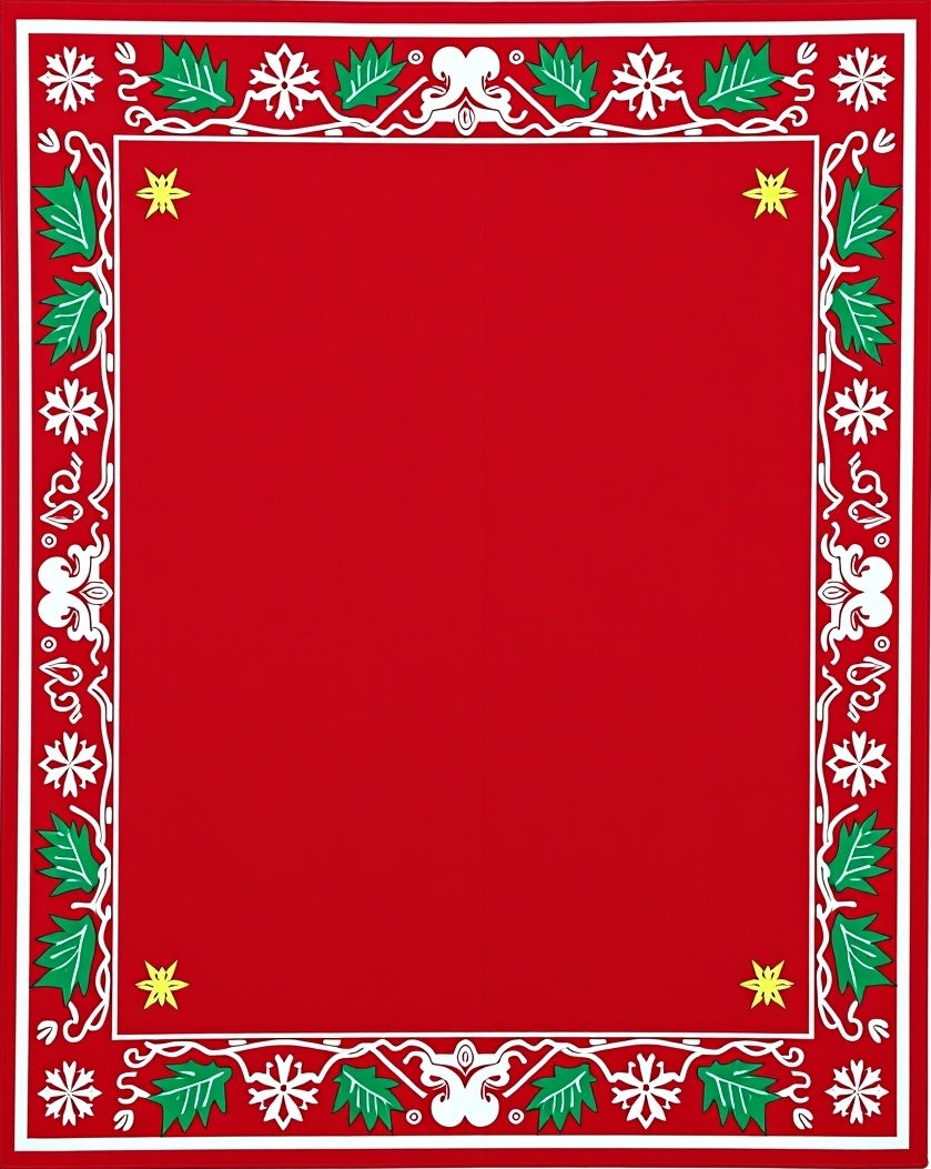 Crimson Bordered Holly Star Frame Rug