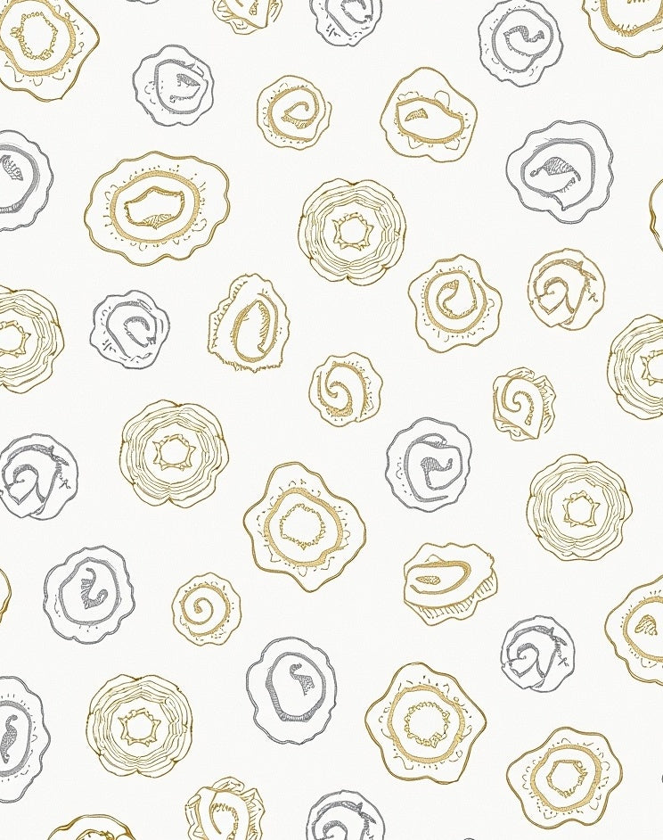 Golden Silver Geode Slice Arrangement Rug