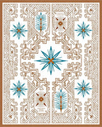 Ornate Teal Star Geometric Landscape Rug