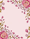 Vibrant Pink Rose Garden Leafy Swirls Rug