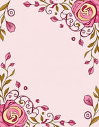 Vibrant Pink Rose Garden Leafy Swirls Rug