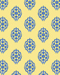 Royal Blue Floral Medallions on Yellow Field Rug