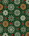 Green Floral Medallion Berry Vines Rug