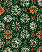 Green Floral Medallion Berry Vines Rug
