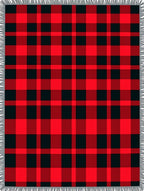 Classic Red Black Plaid Weave Rug