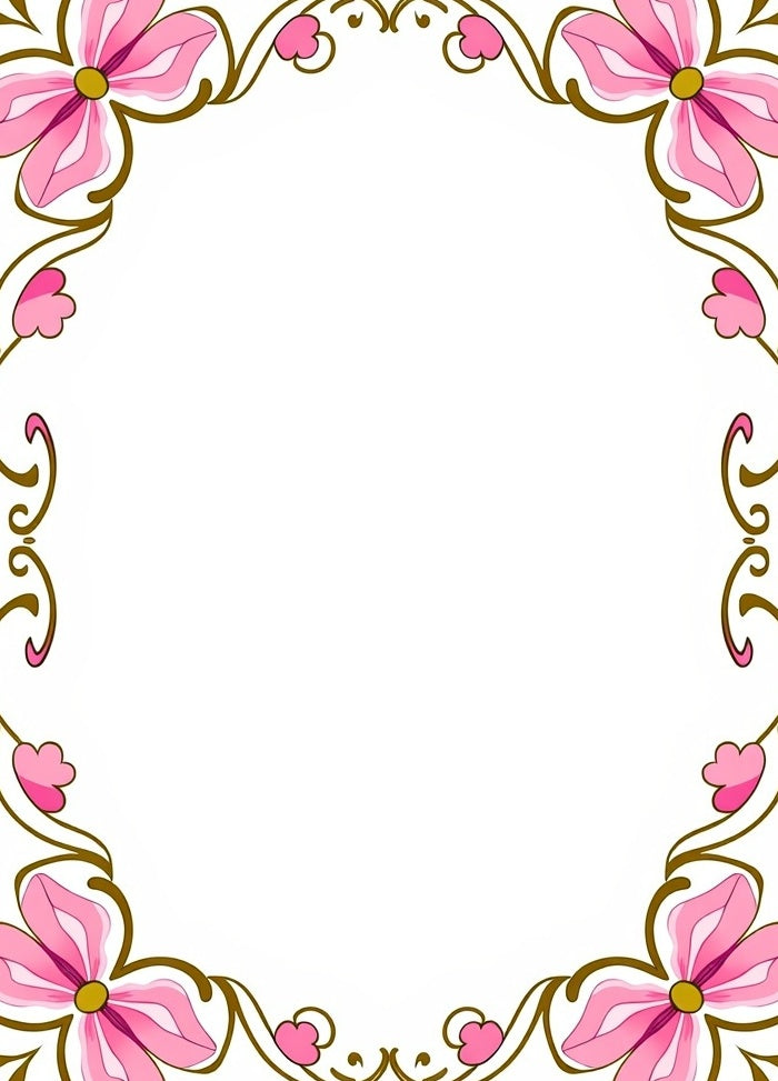 Pink floral vine corner border Rug