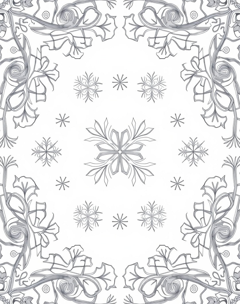 Art Nouveau Snowflake Scroll Gray Rug